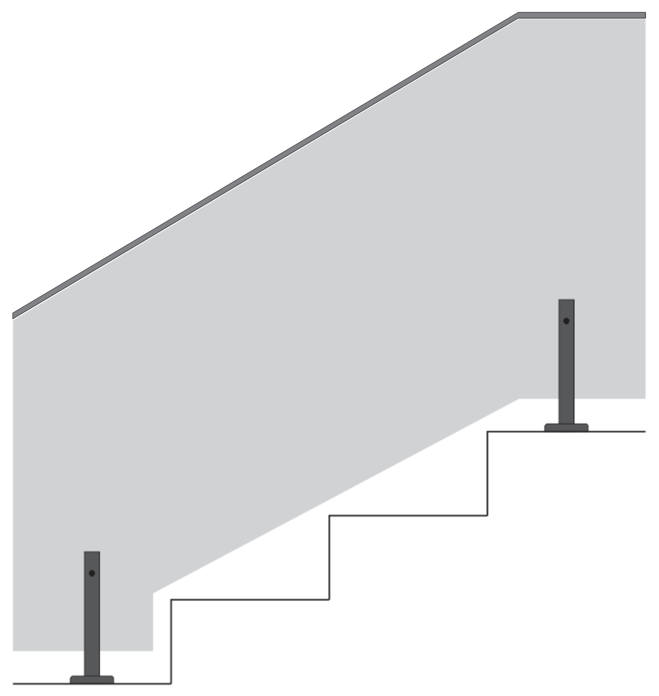GUARDA CORPO DE ESCADA NA TORRE DE INOX 30CM COM PERFIL "U"