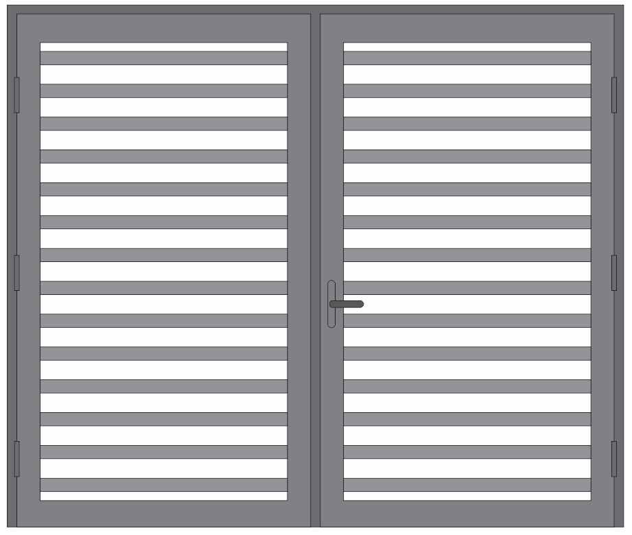 PORTÃO 2 FOLHAS DE GIRO COM FILETADO HORIZONTAL