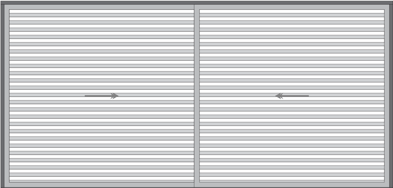 PORTÃO DE CORRER 2 FOLHAS FILETADO HORIZONTAL ESPAÇAMENTO 2,5 CM