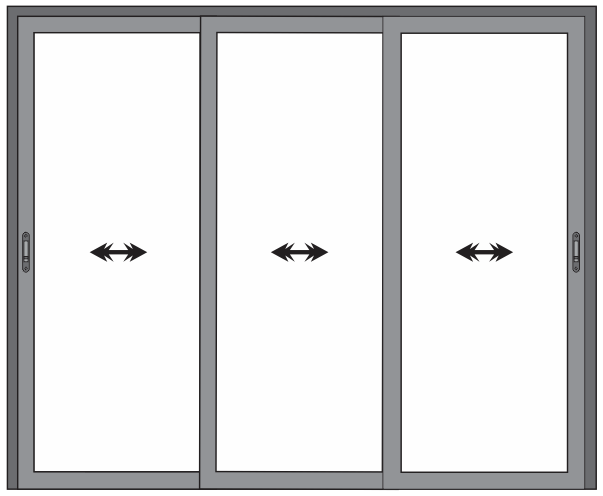 PORTA 3 FOLHAS DE VIDRO COM TRILHO COGUMELO