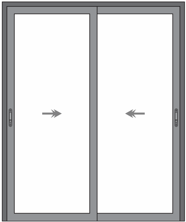 PORTA 2 FOLHAS DE VIDRO COM TRILHO EMBUTIDO COGUMELO