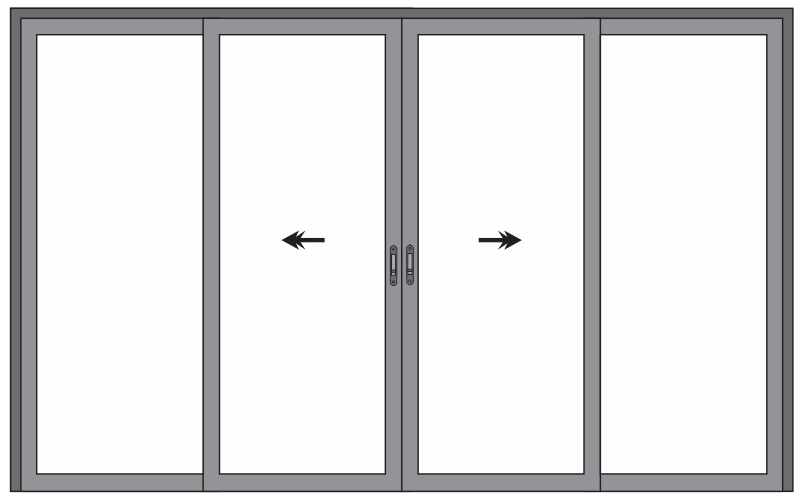 PORTA 4 FOLHAS DE VIDRO COM TRILHO EMBUTIDO COGUMELO