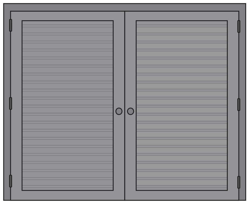 PORTINHOLA 2 FOLHAS DE GIRO E UMA FIXA COM VENEZIANA VENTILADA